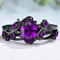 925 Sterling Silver Timeless Elegance Purple Gemstone Love Ring Set