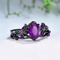 925 Sterling Silver Timeless Elegance Purple Gemstone Love Ring Set