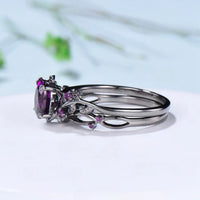 925 Sterling Silver Timeless Elegance Purple Gemstone Love Ring Set