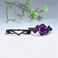 925 Sterling Silver Timeless Elegance Purple Gemstone Love Ring Set